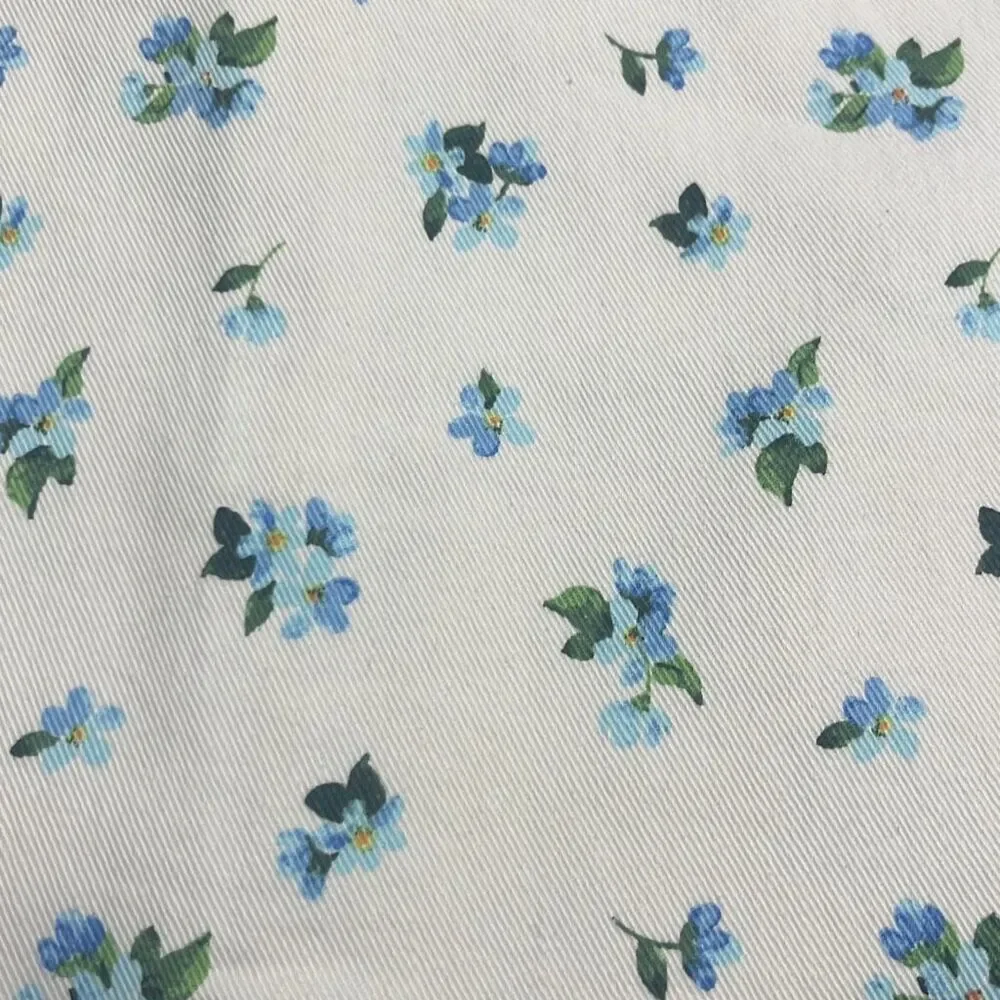 Revolve Weworewhat Ivory Blue‎ Floral Cut Out Belted Mini Denim Skirt Large NWT